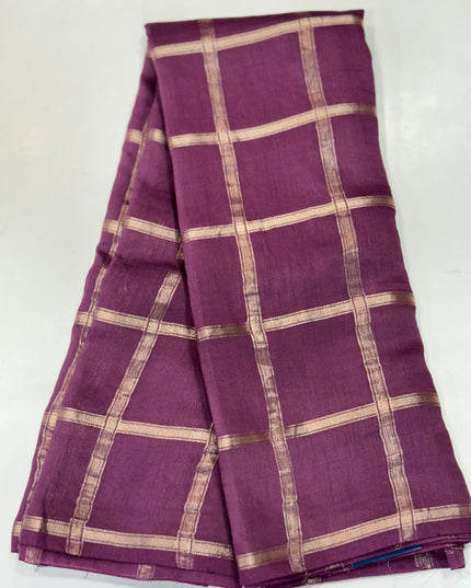 Lite wine soft tussar crepe checks  saree