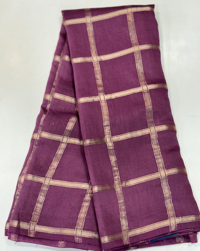 Lite wine soft tussar crepe checks  saree
