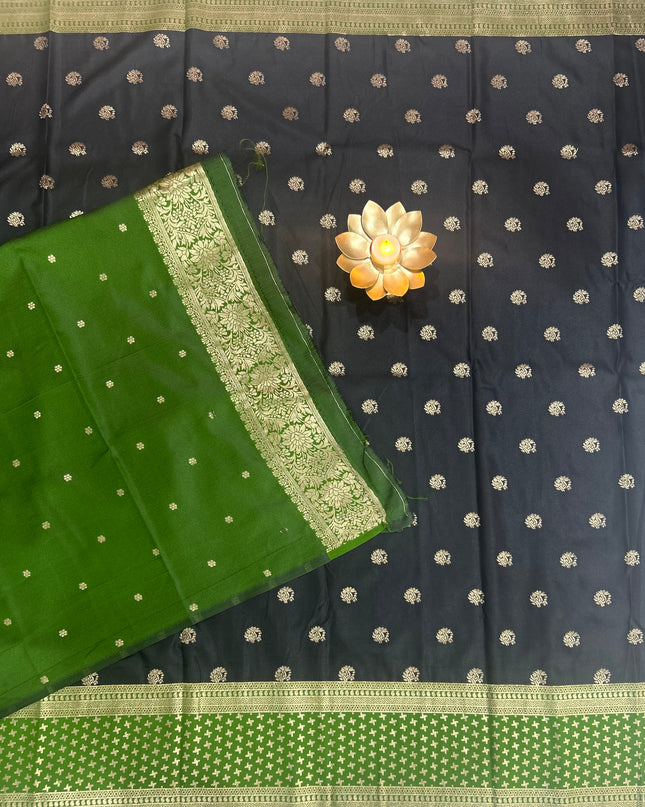 Black n green semi soft-10 silk saree