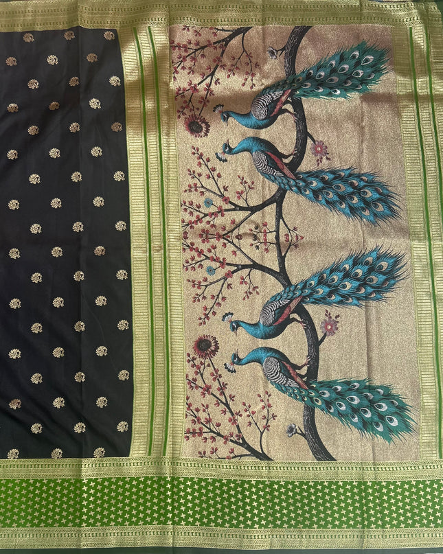 Black n green semi soft-10 silk saree