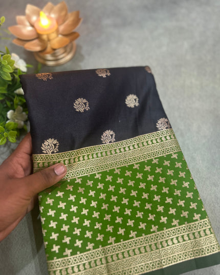 Black n green semi soft-10 silk saree