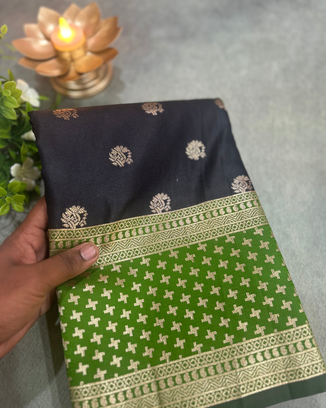 Black n green semi soft-10 silk saree