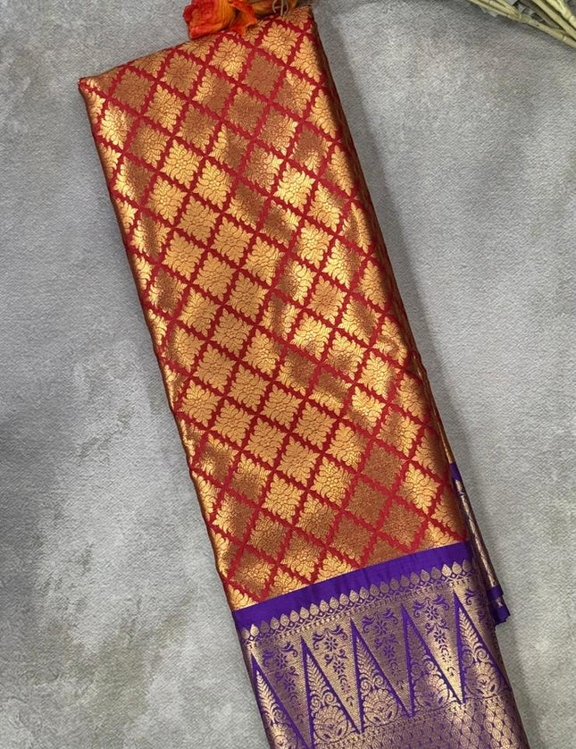 Red brocade semi kanchi-08 silk saree