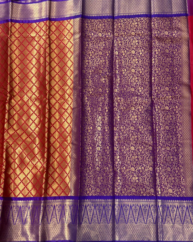 Red brocade semi kanchi-08 silk saree