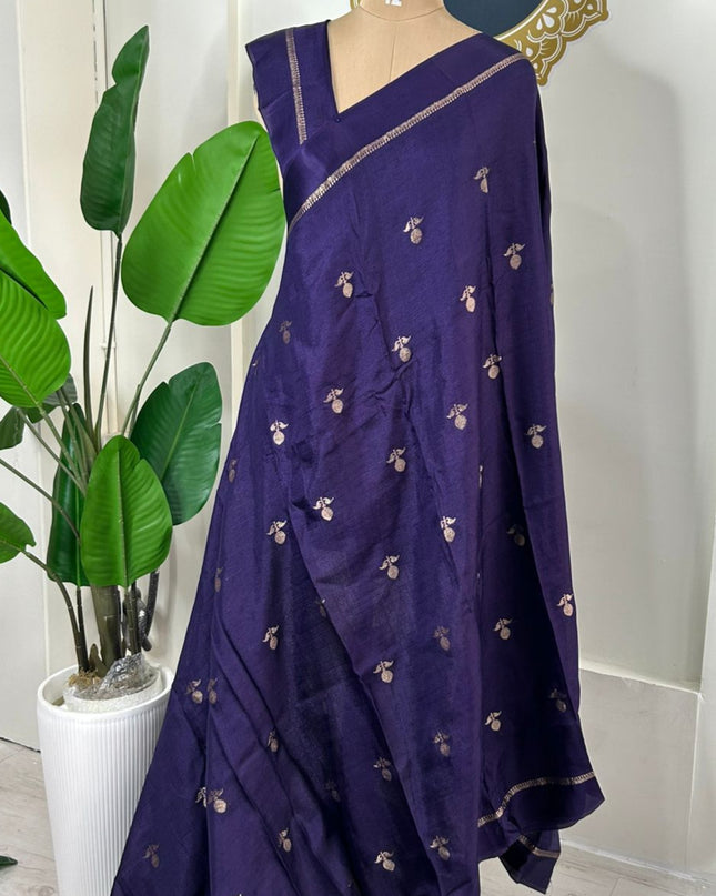 Purple 08 jute linen saree