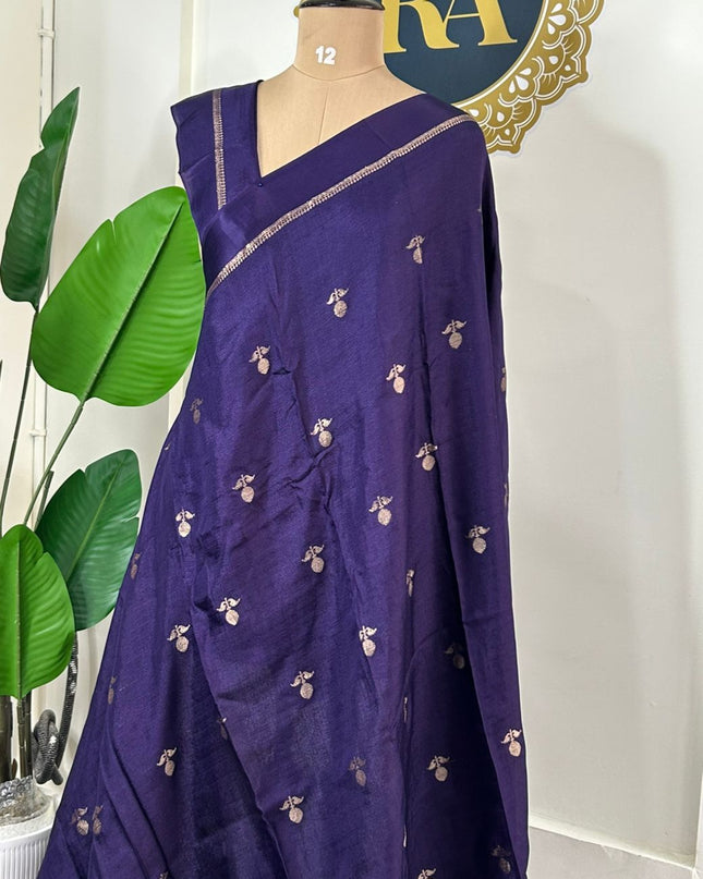 Purple 08 jute linen saree