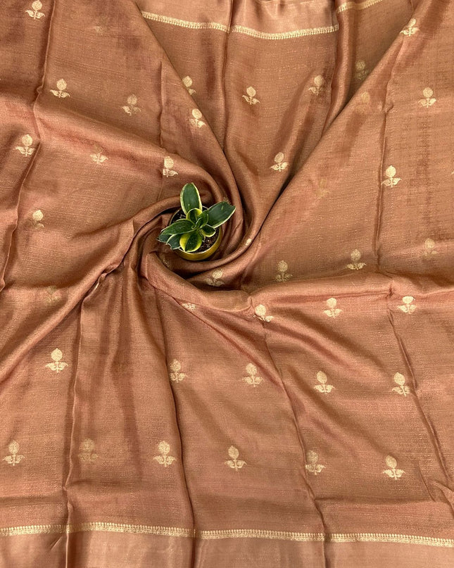 Light rust 08 jute linen saree