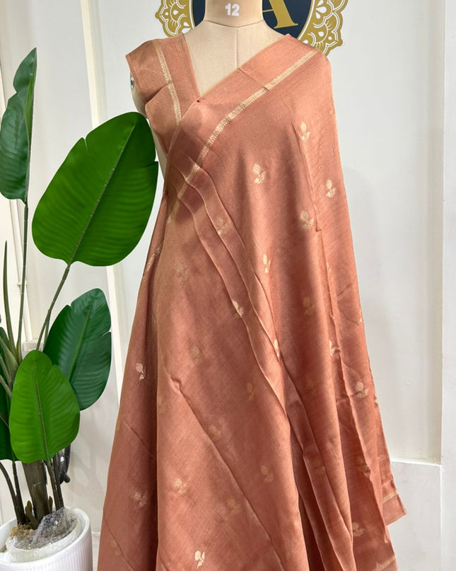 Light rust 08 jute linen saree