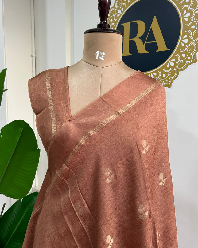 Light rust 08 jute linen saree