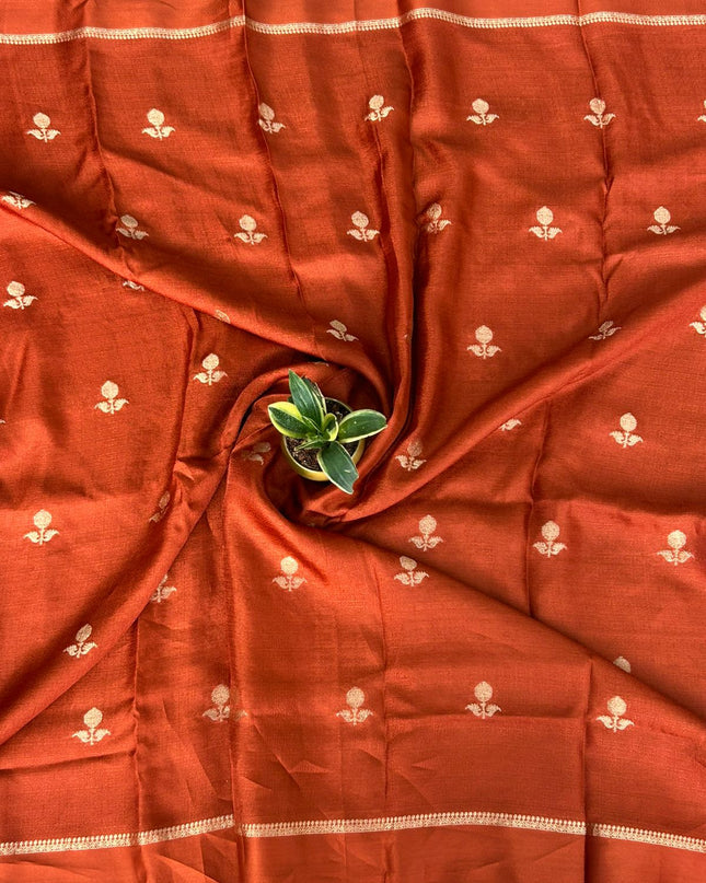 Rust orange 08 jute linen saree