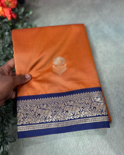 Light brown small border semi soft-10 silk saree