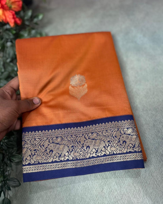 Light brown small border semi soft-10 silk saree