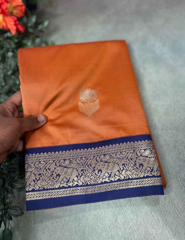 Light brown small border semi soft-10 silk saree