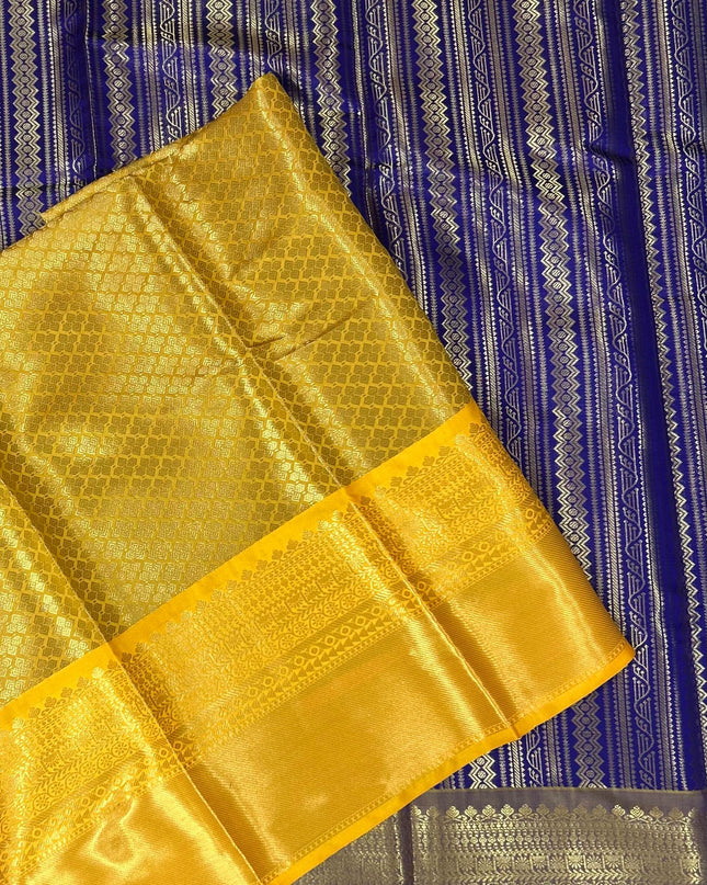 Royal blue semi banarasi tissue saree