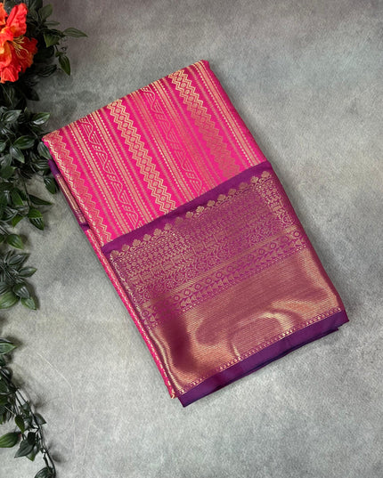 Pink semi banarasi tissue saree