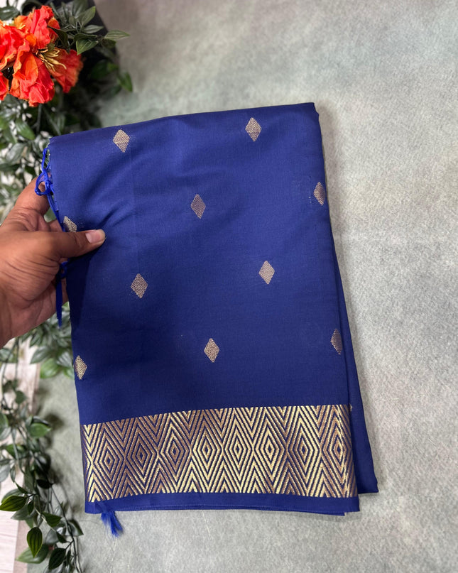 Navy blue small butta semi silk saree