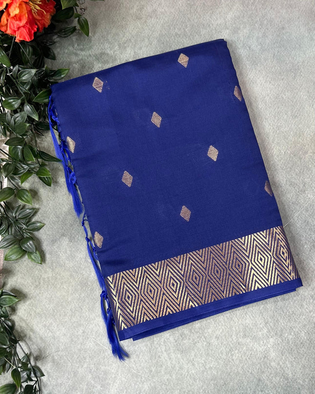 Navy blue small butta semi silk saree