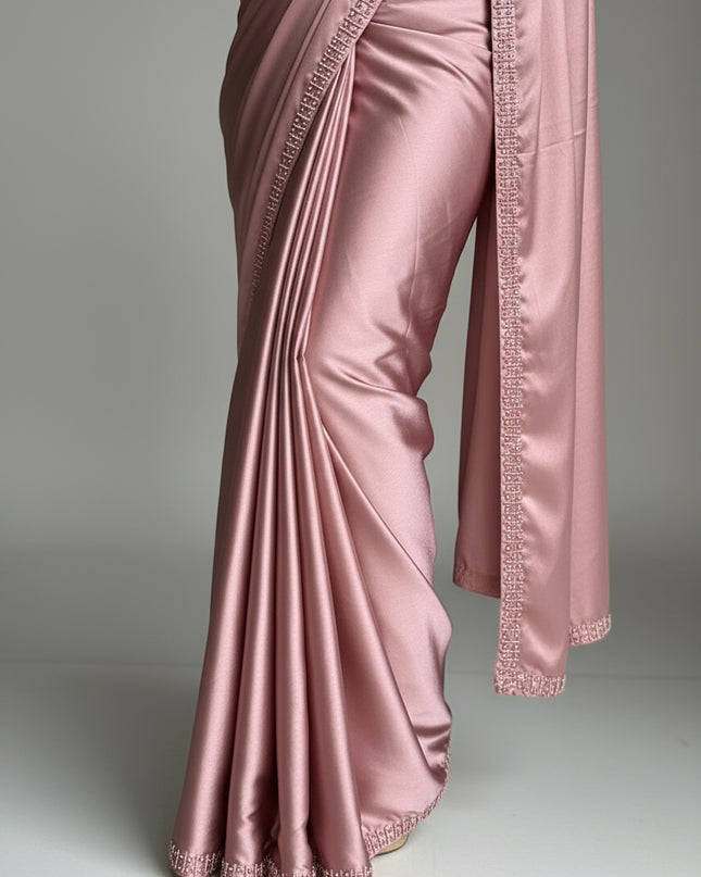 Rashmika mandanna celebrity inspired satin crepe saree