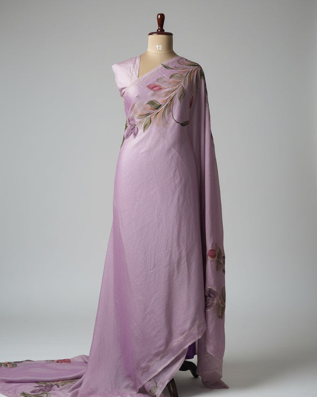 Lavender tissue georgette 12 elegant party wear saree