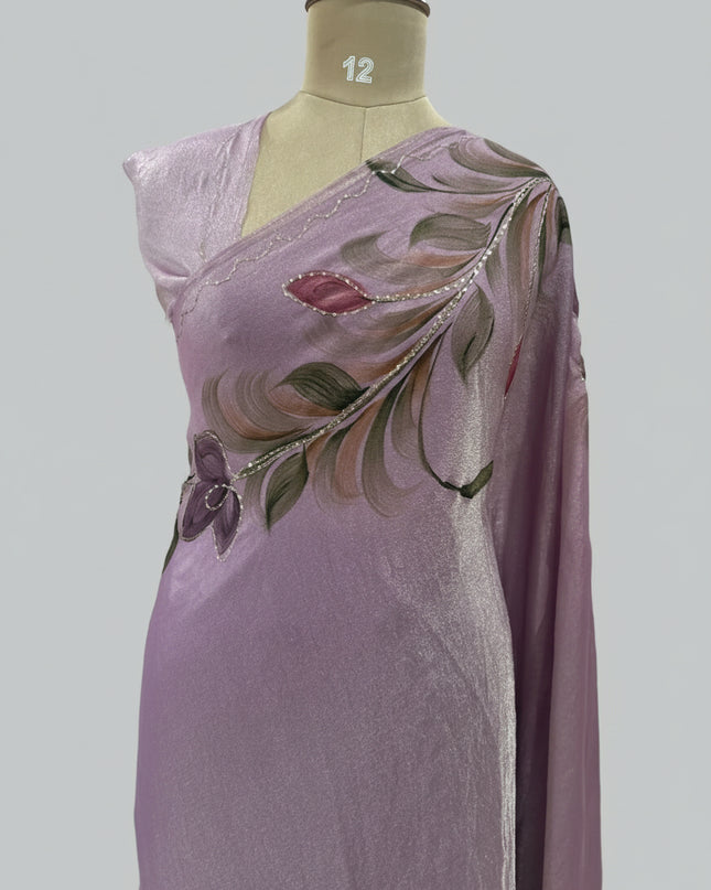 Lavender tissue georgette 12 elegant party wear saree