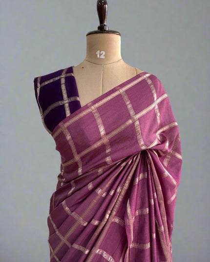 Lite wine soft tussar crepe checks  saree
