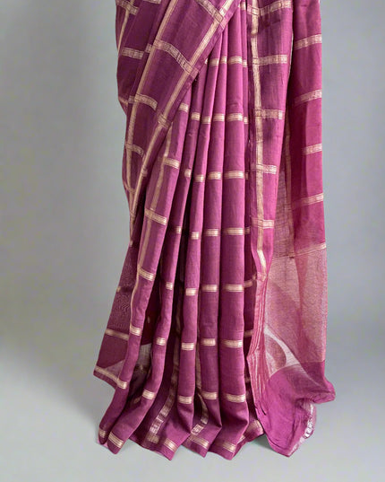 Lite wine soft tussar crepe checks  saree