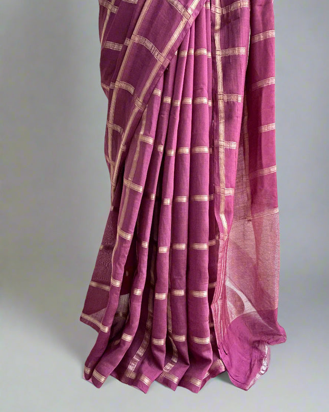 Lite wine soft tussar crepe checks  saree